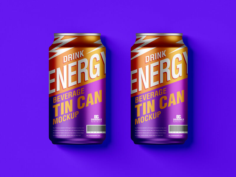 Top View of Two Beverage Tin Cans Mockup