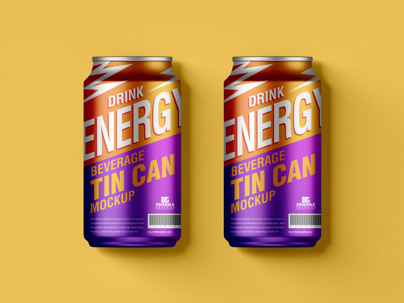 Top View of Two Beverage Tin Cans Mockup
