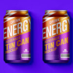 Top View of Two Beverage Tin Cans Mockup