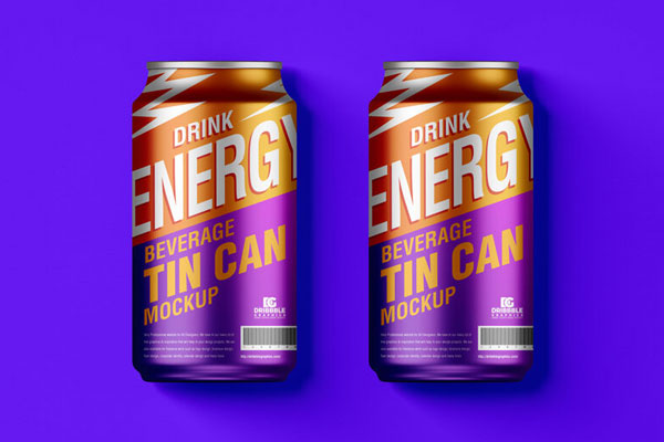 Top View of Two Beverage Tin Cans Mockup