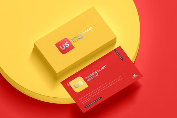 Top View of Two Business Cards Mockup