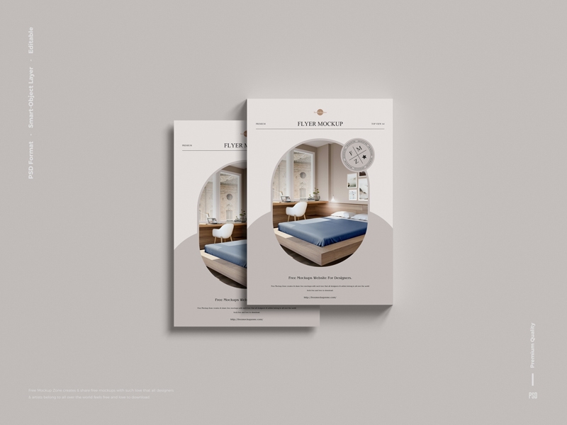Top View of Two Classy A4 Flyers Mockup