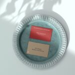 Top View of Two Elegant Business Cards Mockup