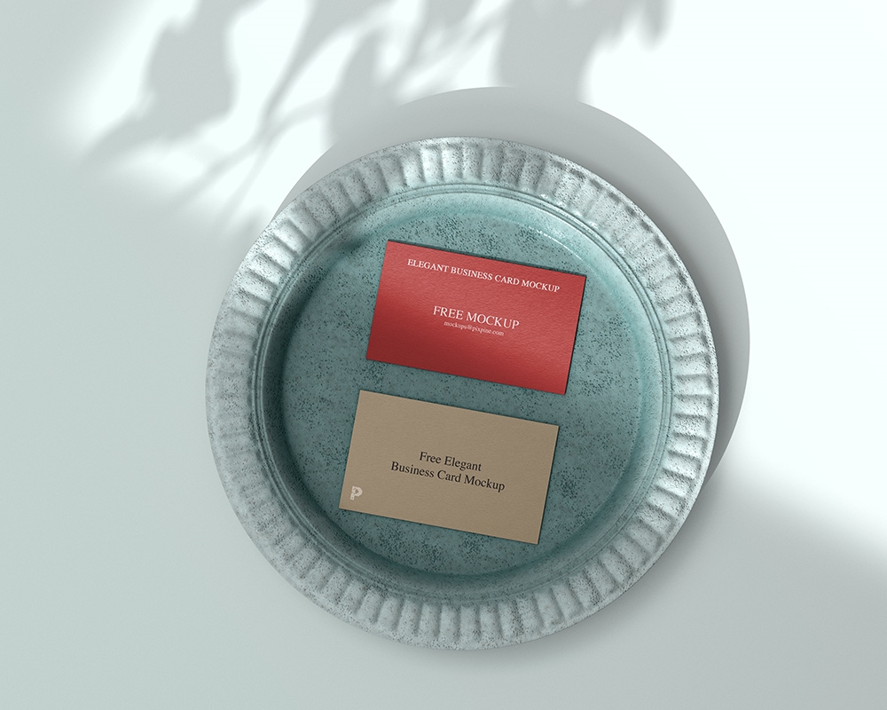 Top View of Two Elegant Business Cards Mockup