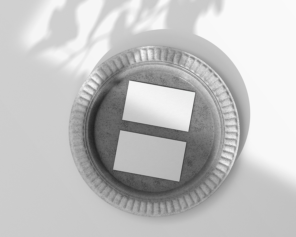 Top View of Two Elegant Business Cards Mockup