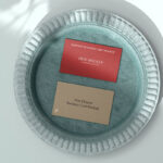 Top View of Two Elegant Business Cards Mockup