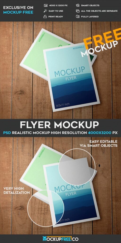 Top View of Two Flyers Mockup