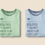 Top View of Two Folded T-Shirts Mockup