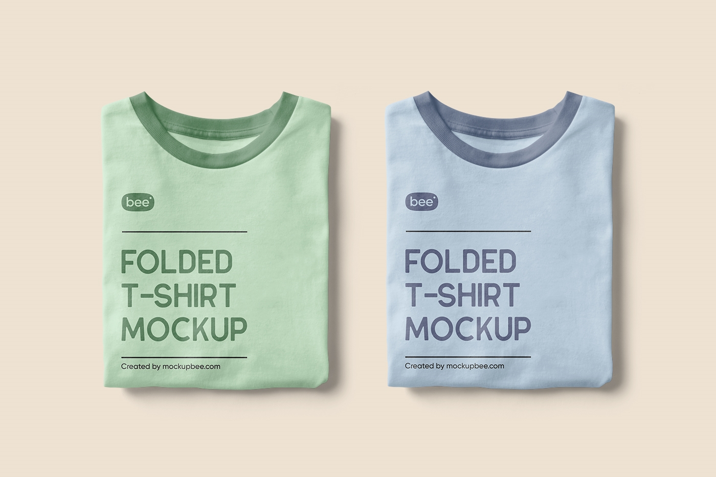 Top View of Two Folded T-Shirts Mockup FREE PSD