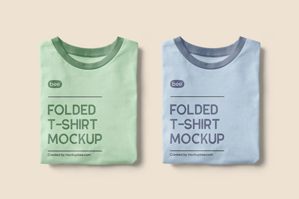 Top View of Two Folded T-Shirts Mockup