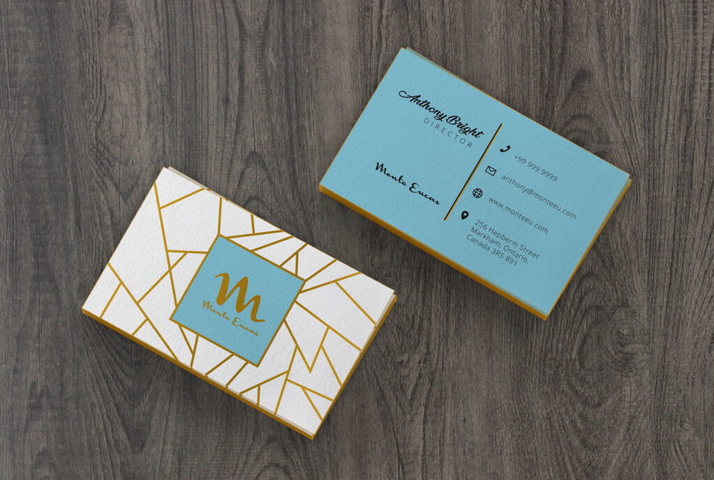Top View of Two Horizontal Business Cards Mockup