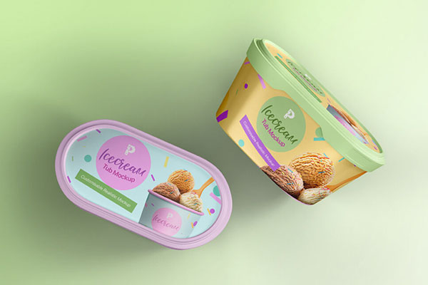 Top View of Two Ice Cream Tubs Mockup