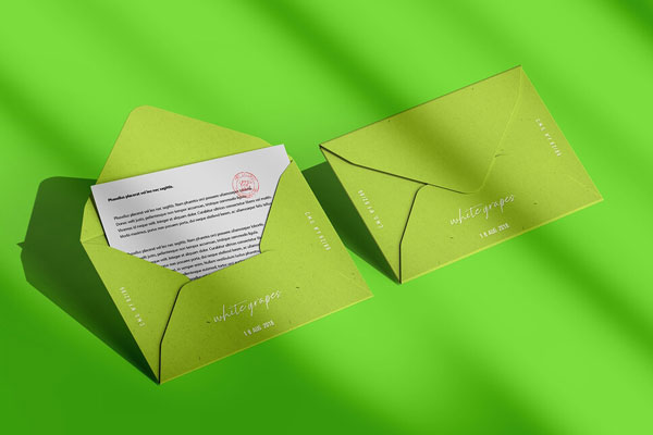 Top View of Two Open and Closed Envelopes Mockup