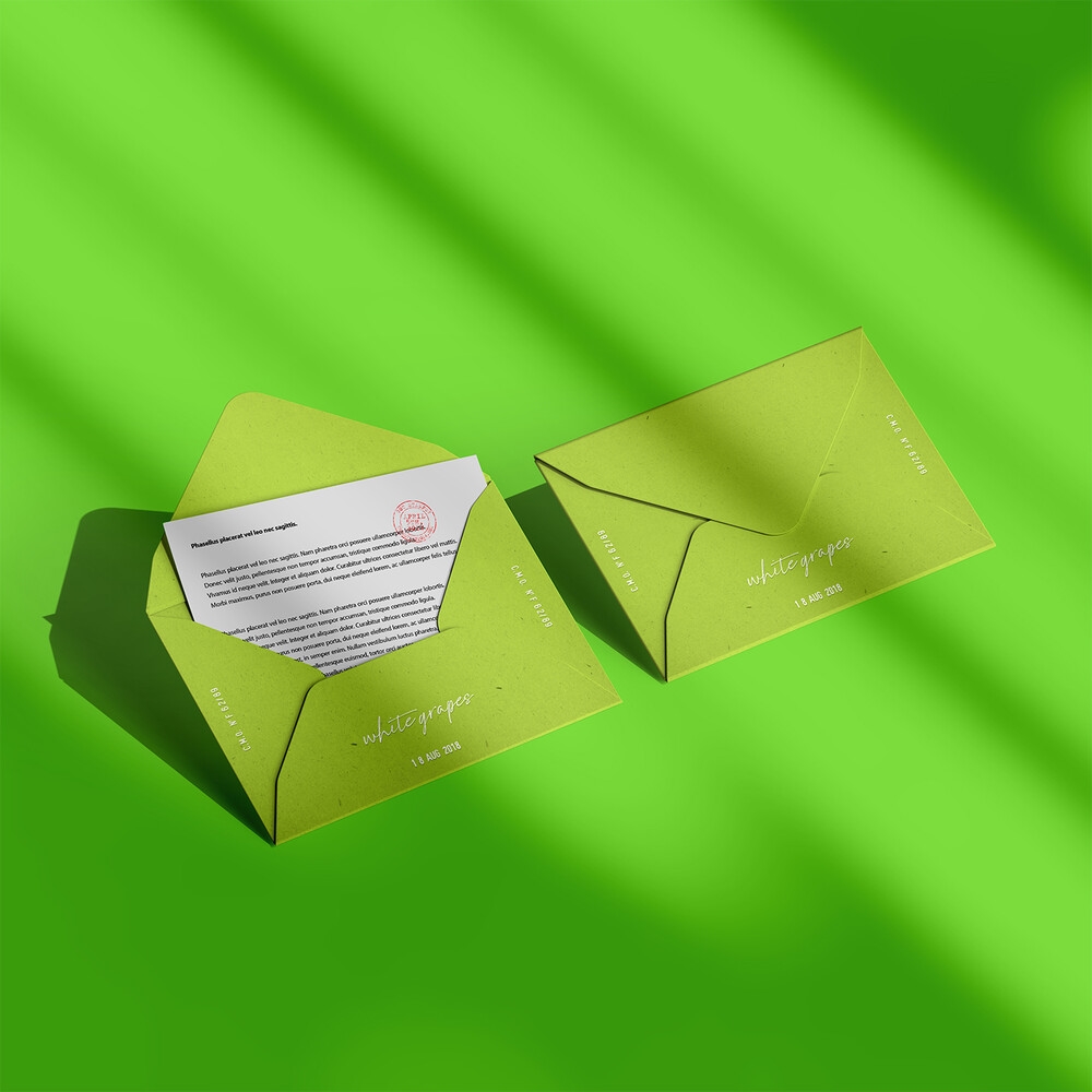 Top View of Two Open and Closed Envelopes Mockup