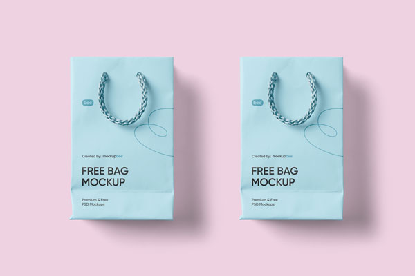 Top View of Two Paper Gift Bags Mockup
