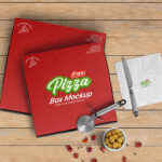 Top View of Two Pizza Boxs Mockup