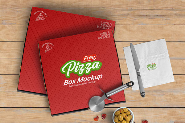 Top View of Two Pizza Boxs Mockup