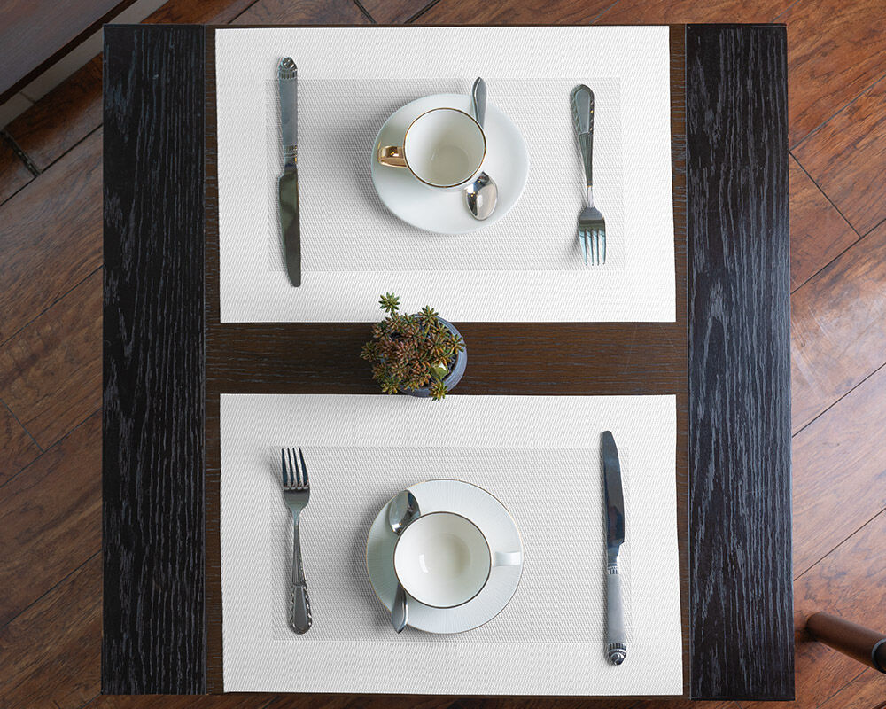 Top View of Two Placemats on Table Mockup