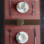 Top View of Two Placemats on Table Mockup