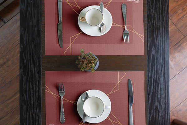 Top View of Two Placemats on Table Mockup