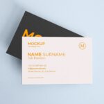 Top View of Two Realistic Business Cards Mockup