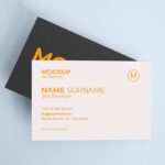 Top View of Two Realistic Business Cards Mockup