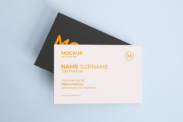 Top View of Two Realistic Business Cards Mockup