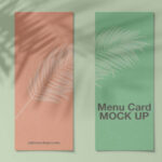 Top View of Two Realistic Menu Card Mockup With Leafy Shadows