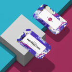 Top View of Two Round Corner Business Card Mockup