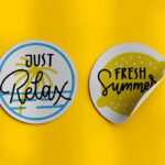 Top View of Two Round Stickers Mockup