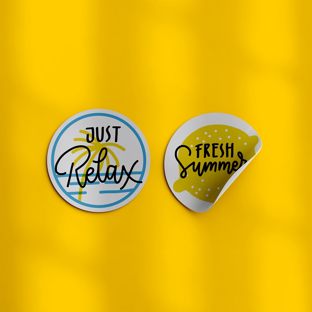Top View of Two Round Stickers Mockup