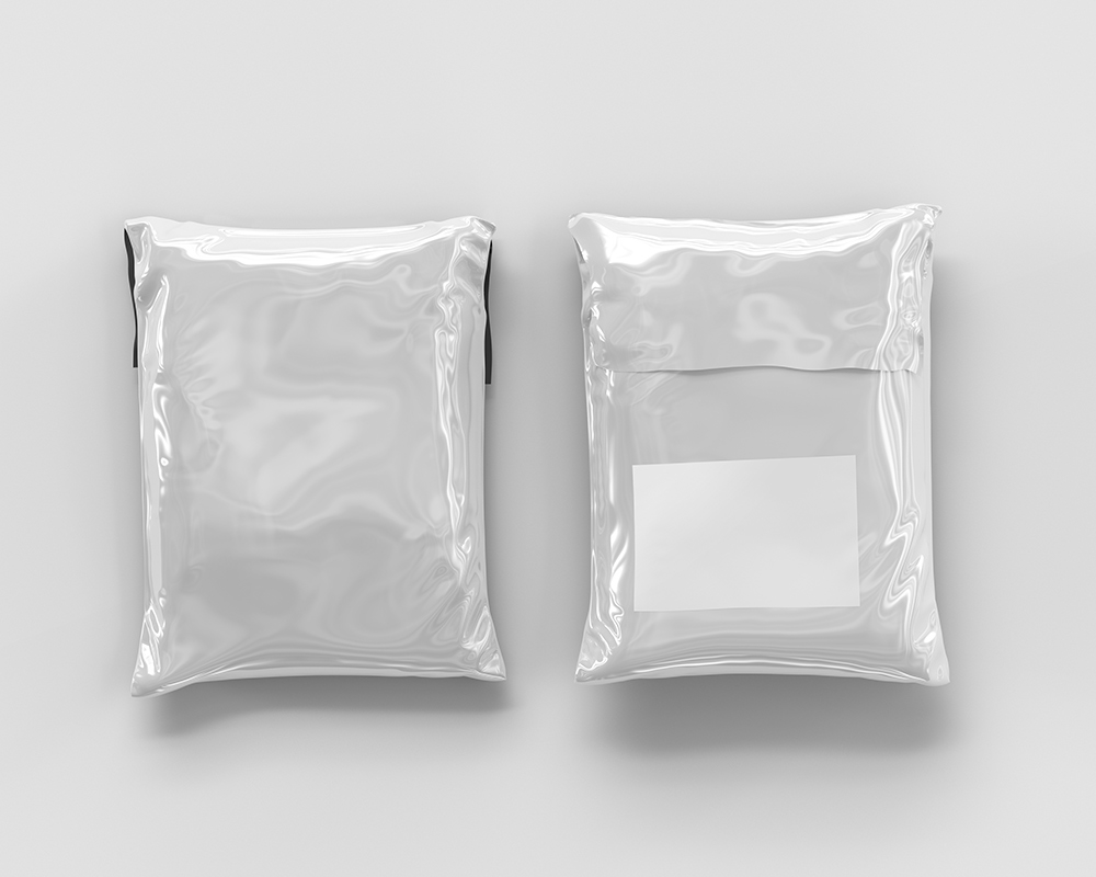 Top View of Two Shipping Plastic Bag Packaging Mockup
