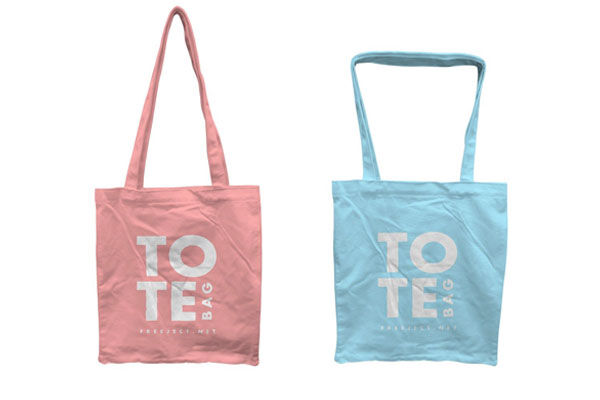 Top View of Two Tote Bags Mockup