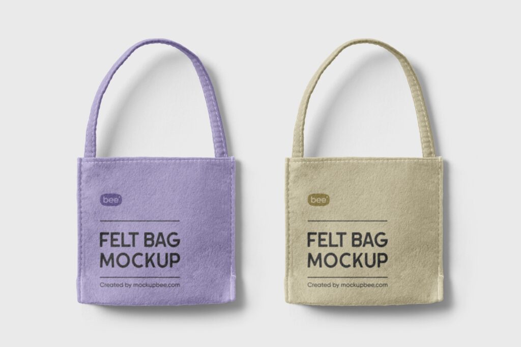 Top View of Two Tote Felt Bags Mockup