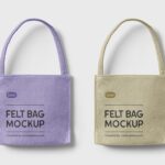 Top View of Two Tote Felt Bags Mockup