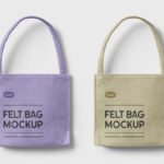 Top View of Two Tote Felt Bags Mockup