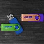 Top View of Two USB Flash Drive Mockup