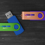 Top View of Two USB Flash Drive Mockup