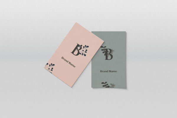 Top View of Two Vertical Business Cards Mockup