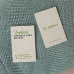 Top View of Two Vertical Business Cards Mockup