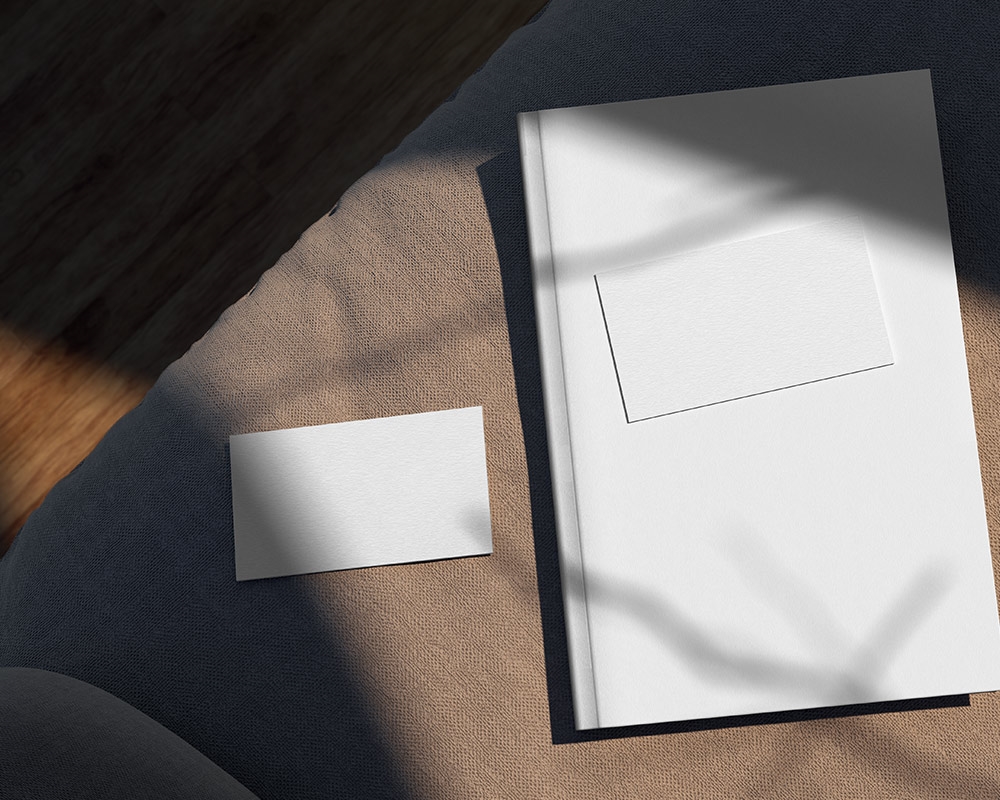 Top View of US Size Business Cards Mockup FREE PSD