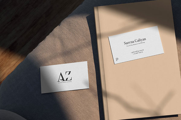 Top View of US Size Business Cards Mockup