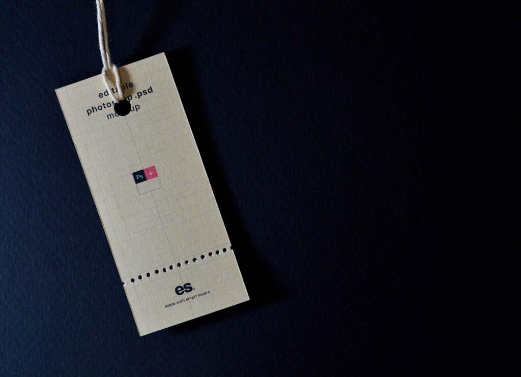 Top View of Vertical Clothing Tag Mockup