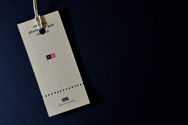 Top View of Vertical Clothing Tag Mockup