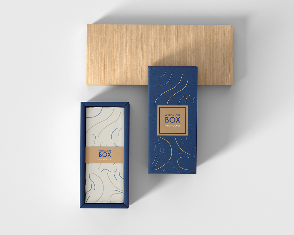 Top View of Vertical Gift Box Mockup