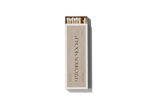 Top View of Vertical Open Matchbox Mockup