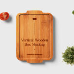 Top View of Vertical Wooden Tray Mockup