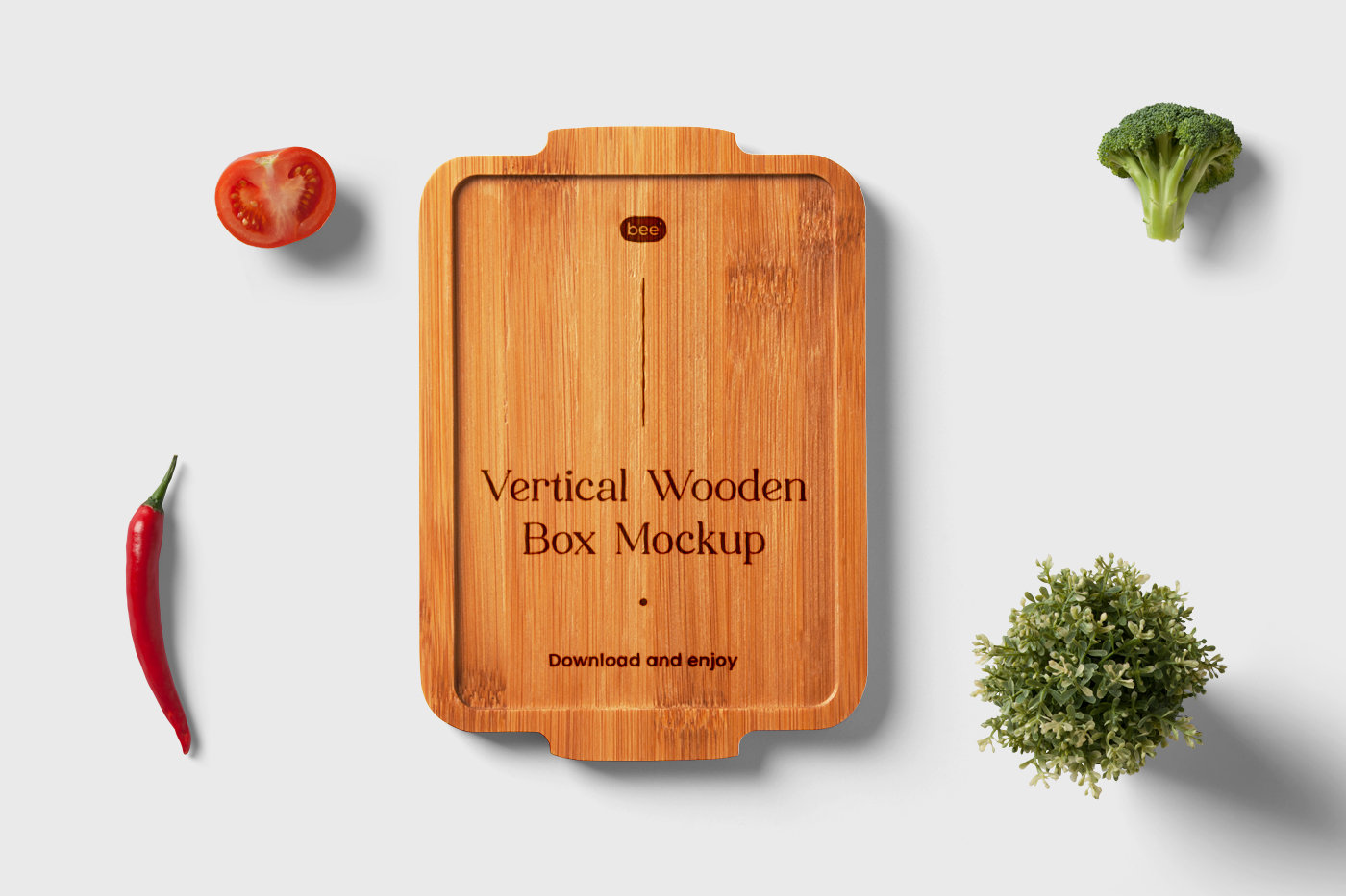 Top View of Vertical Wooden Desk Mockup FREE PSD