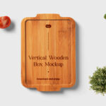 Top View of Vertical Wooden Tray Mockup