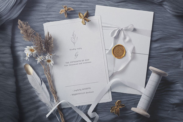 Top View of Wedding Invitations Mockup Scene Creator